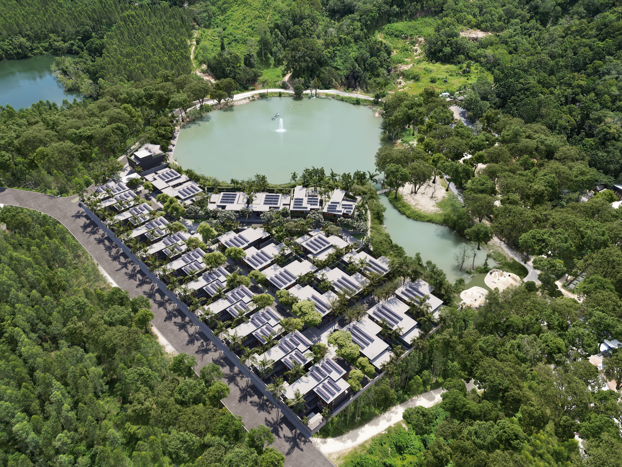 Посёлок Redwood Lakeside у озера